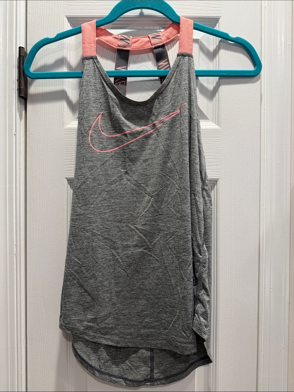Nike Grey Tank Top with Pink Swoosh & Straps
